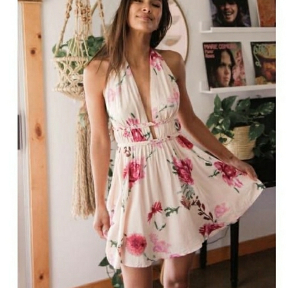 American Threads Maya Floral Halter Dress